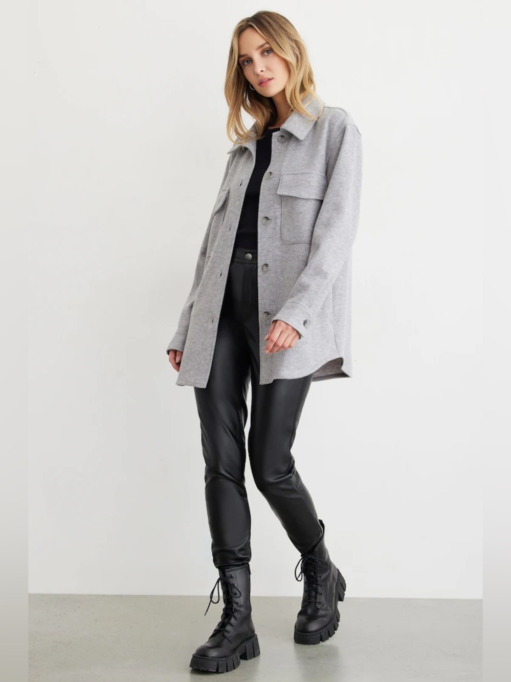 Dynamite Button Front Shacket